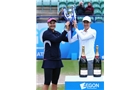 EASTBOURNE, ENGLAND - JUNE 22:  Nadia Petrova of Russia (L) and partner Katarina Srebotnik of Slovenia pose with the trophy after winning the women's doubles final match against Monica Niculescu of Romania and Klara Zakopalova of Czech Republic on day eight of the AEGON International tennis tournament at Devonshire Park on June 22, 2013 in Eastbourne, England.  (Photo by Jan Kruger/Getty Images)